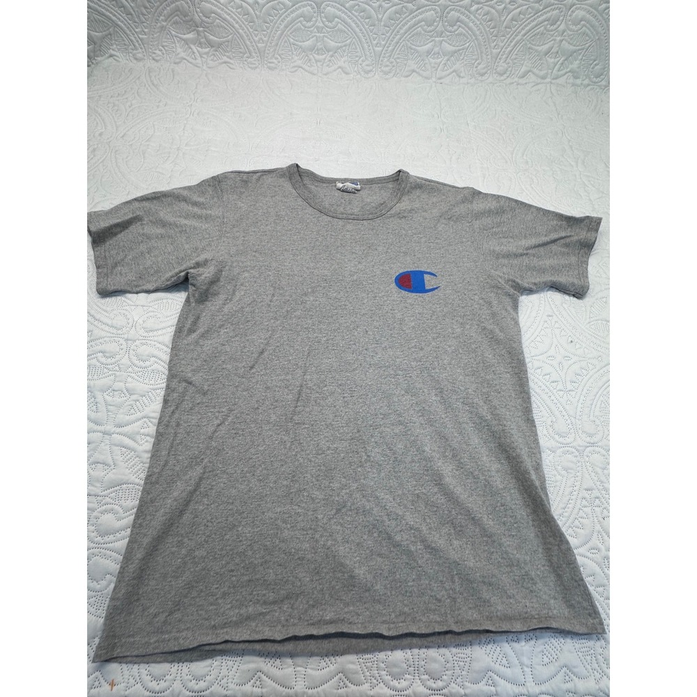 Champion Mens Gray Big C Logo Short Sleeve T-Shirt Size L T1919
